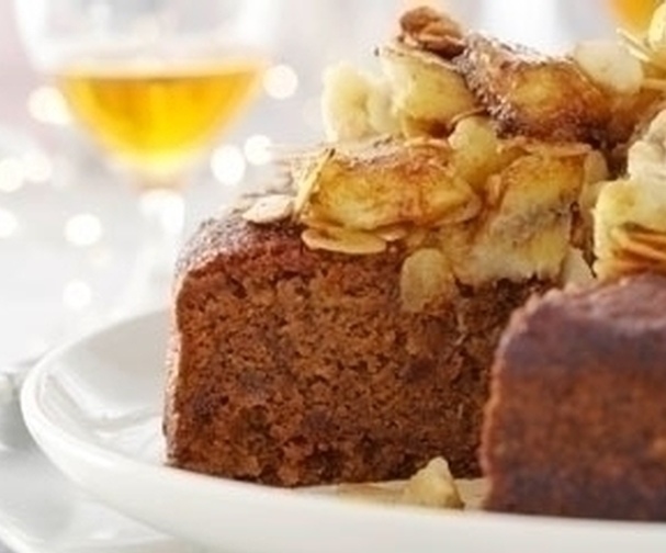 Honey beer cake with banana and rum flambé Good Food Channel