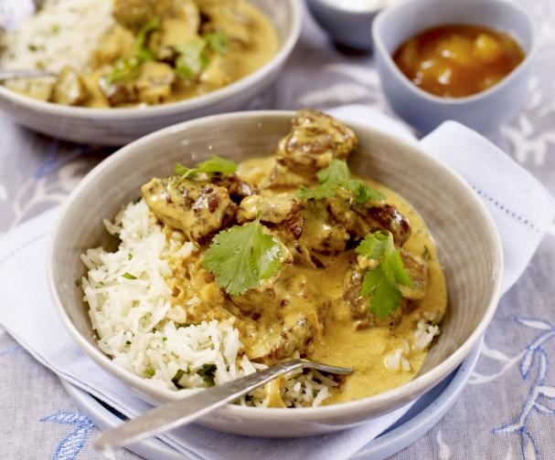 Mild lamb curry with coriander rice Good Food Channel