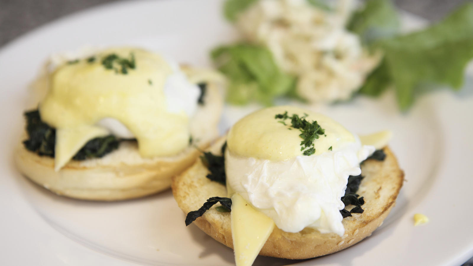 Poached Duck Eggs with Spinach and Cheese Sauce Good Food Channel