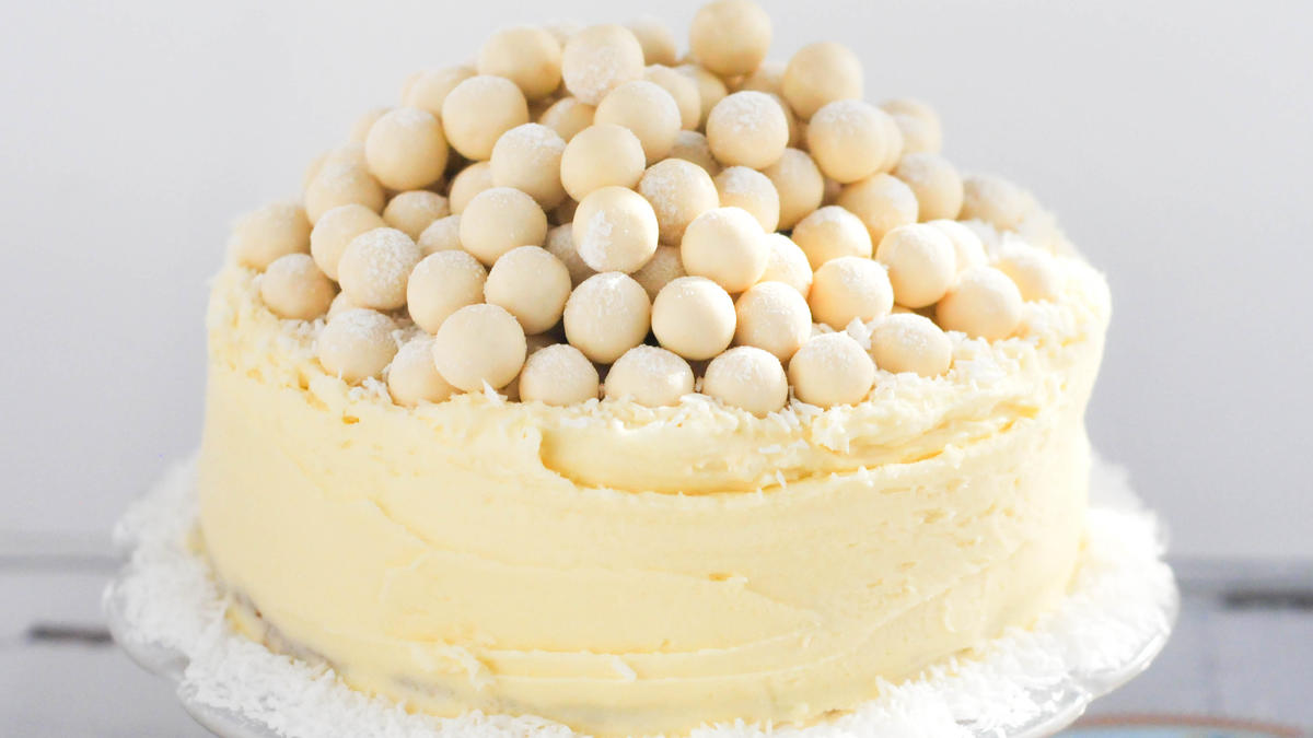 White chocolate Malteser cake | Good Food Channel