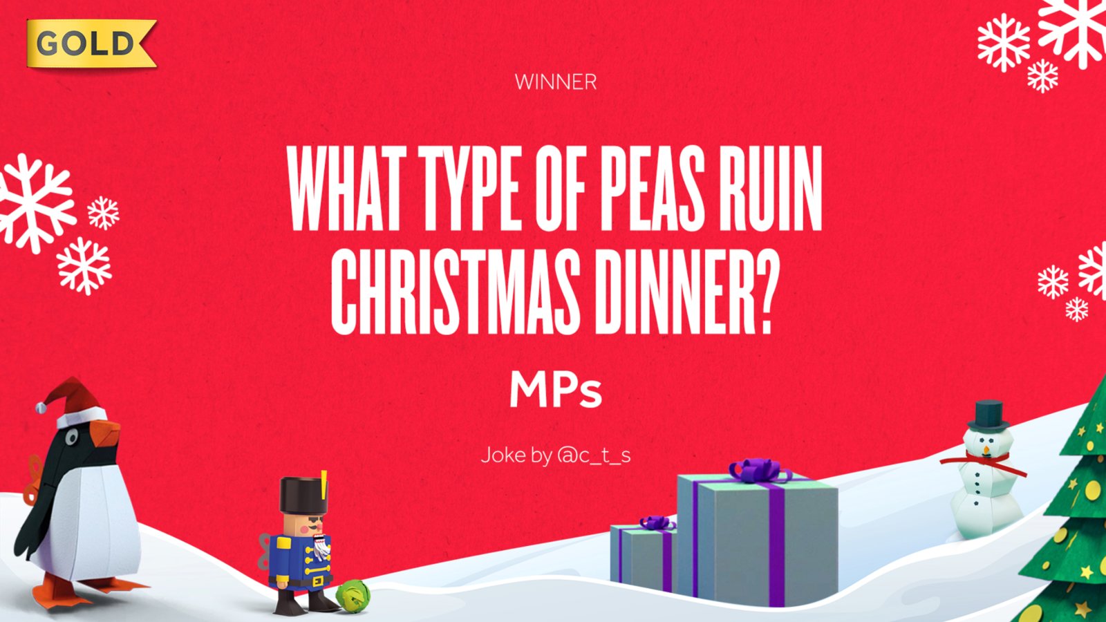 Revealed! Gold's top 10 topical Christmas cracker jokes and they