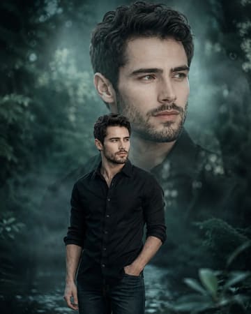 Cinematic Teal Double Exposure Man Portrait Prompt