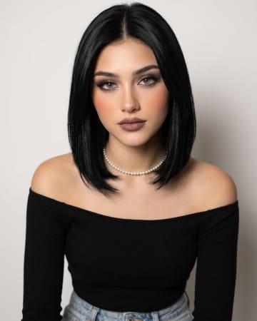 Sultry Brunette Portrait with Off-Shoulder Top