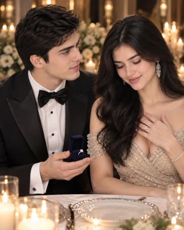 Romantic Candlelit Proposal Portrait in Luxury Evening Style