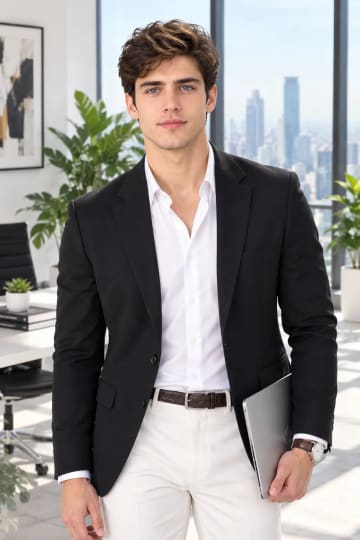 Modern Executive Male Portrait in Bright Penthouse Office