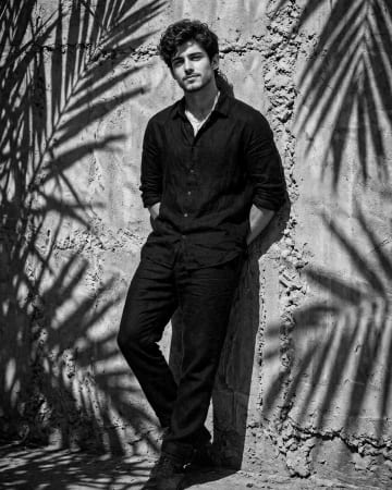 Black and White Palm Shadow Fashion Editorial AI Prompt