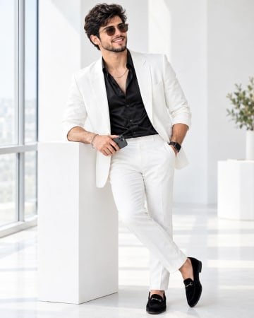 Man in White Suit with Black Shirt Modern Portrait