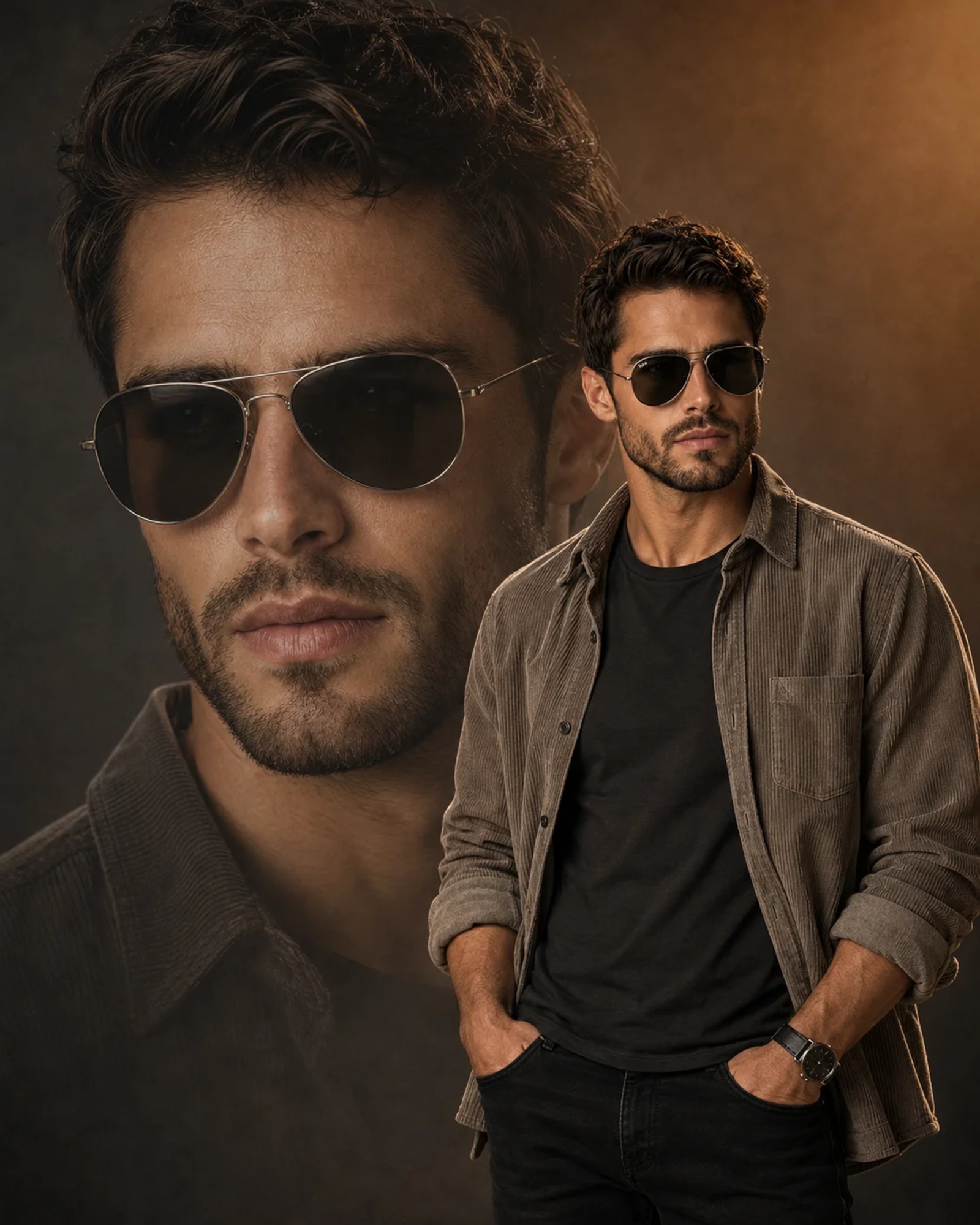Double Portrait Men’s Fashion Poster AI Prompt