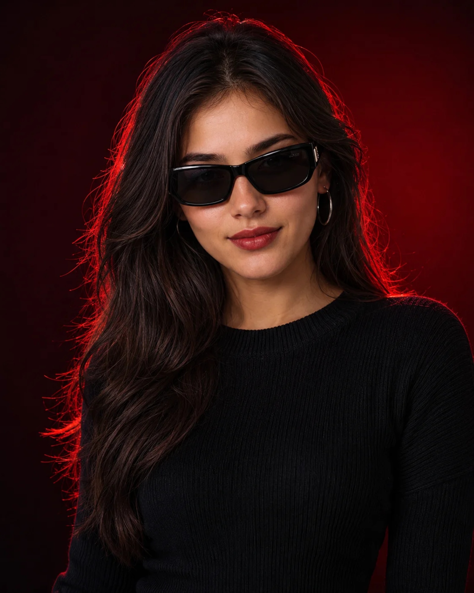 Cinematic Burgundy Fashion Portrait Prompt for AI