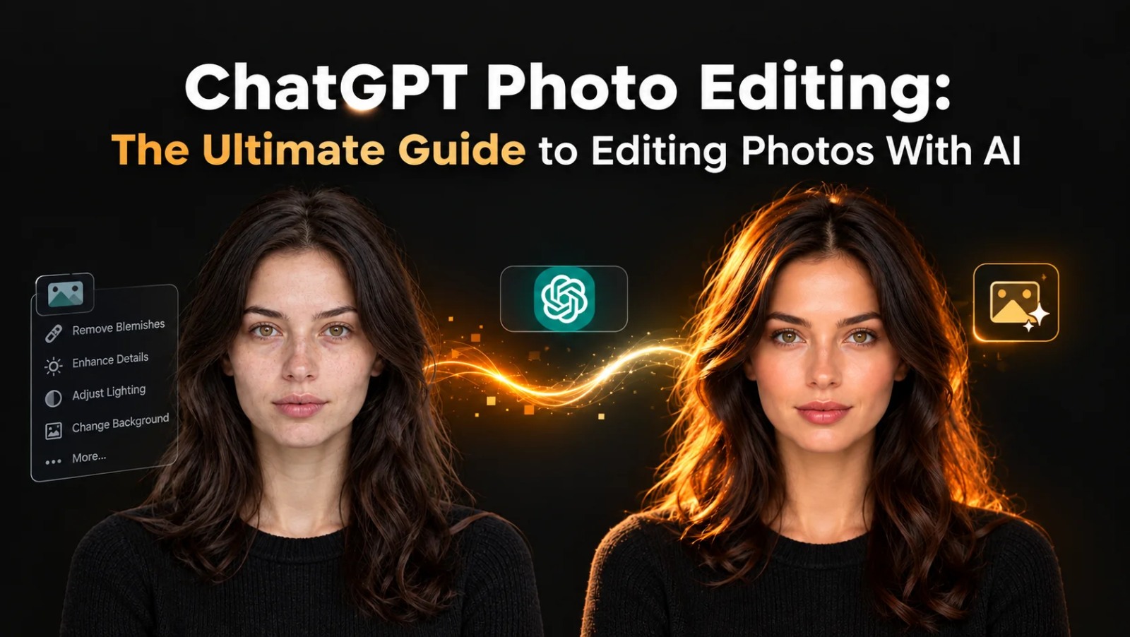 Before and after AI portrait transformation using ChatGPT photo editing