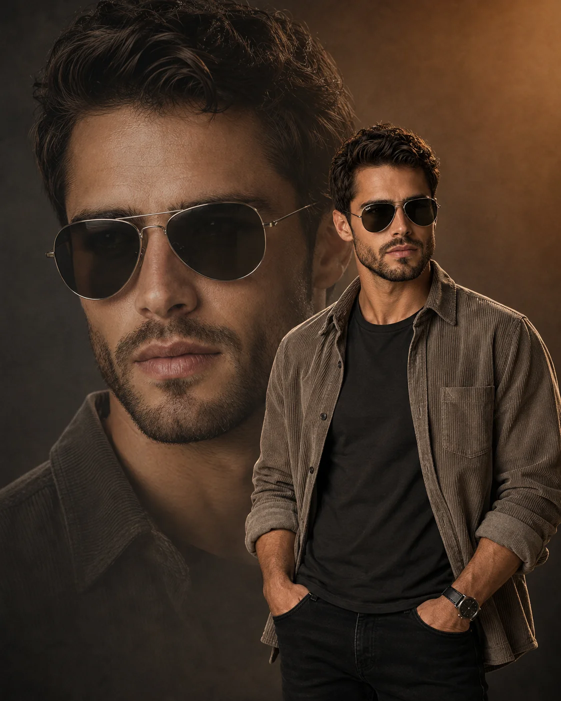 Double Portrait Men’s Fashion Poster AI Prompt AI generated prompt preview