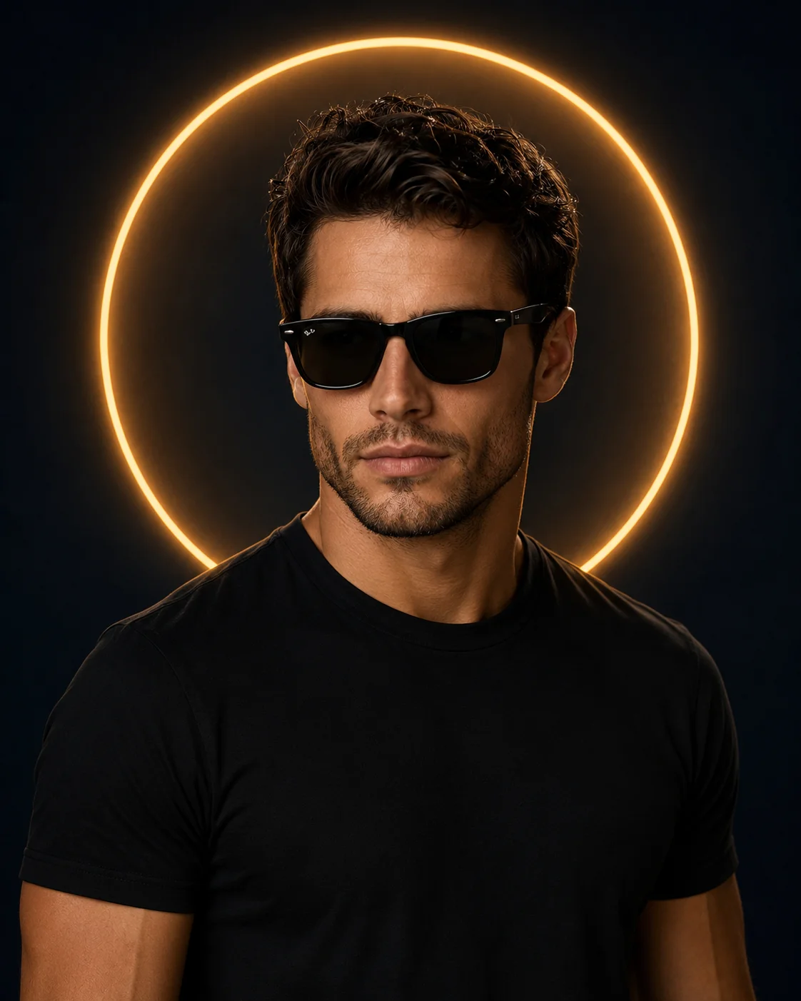 Golden Halo Male Studio Portrait AI Prompt