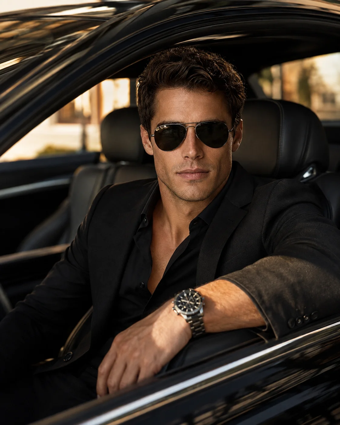 Luxury Car Golden Hour Editorial Portrait Prompt