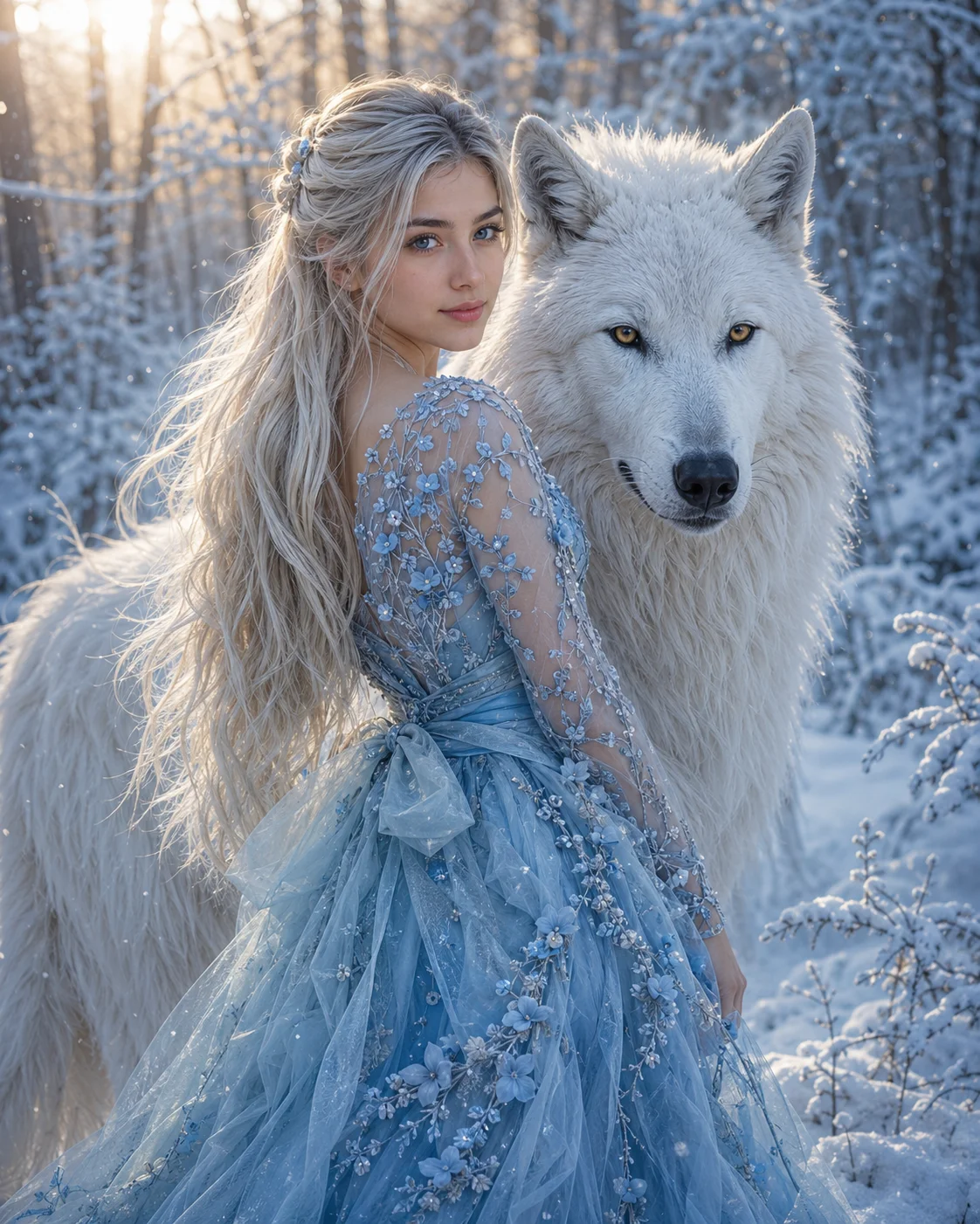 Arctic Wolf Winter Fantasy Portrait Prompt for AI AI generated prompt preview