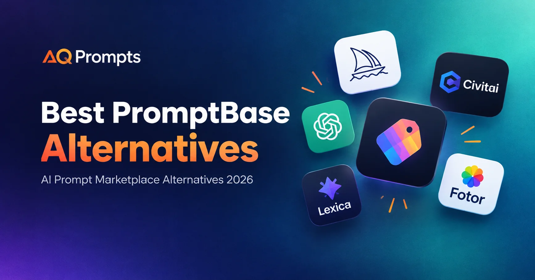 Minimal featured image with bold typography reading "10 AI Prompt Alternatives 2026" on a soft indigo-to-teal gradient background