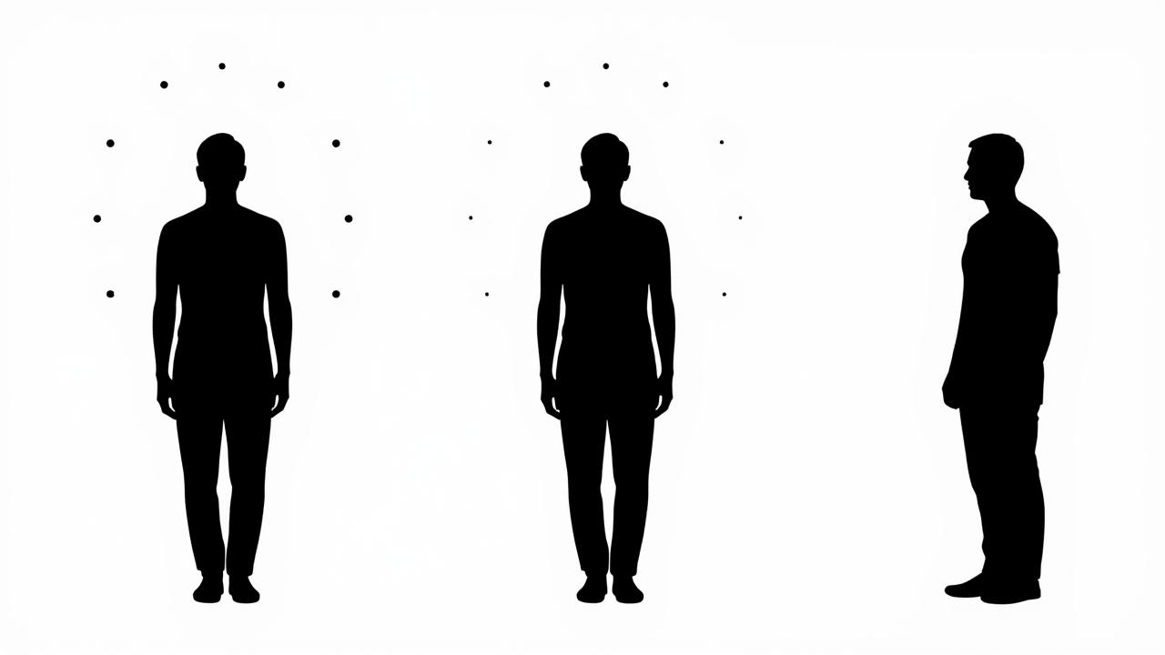 Tres siluetas con diferentes niveles de puntos representando reducción de exposición digital en tres casos reales