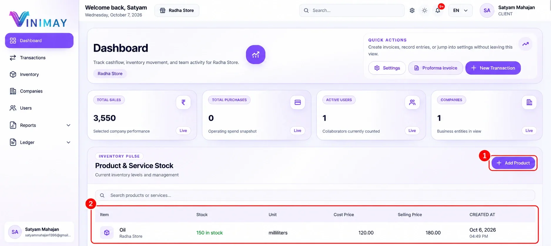 Modern Lavender Inventory Dashboard
