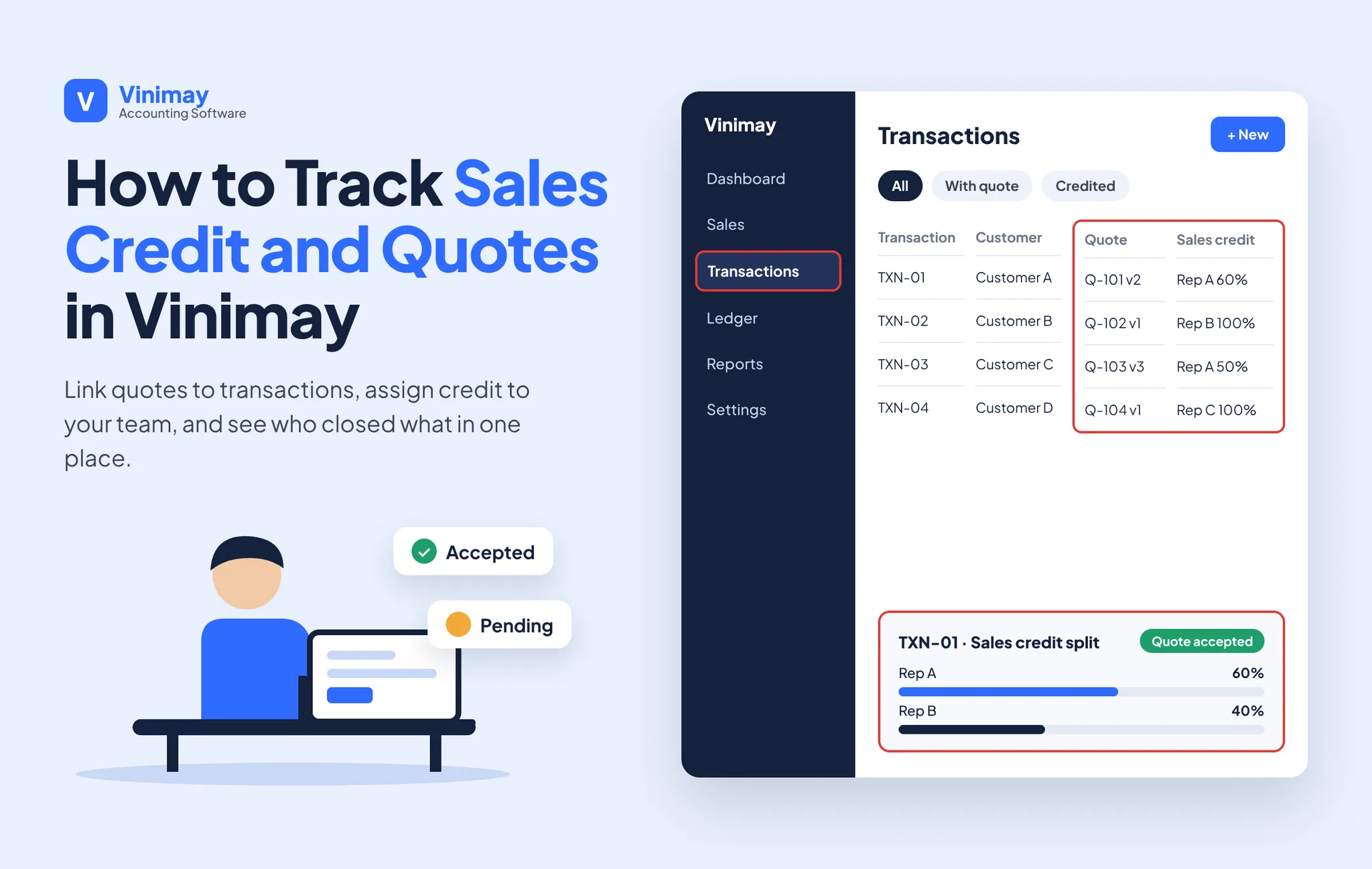 How to Track Sales, Credit, and Quotes in Vinimay Transactions