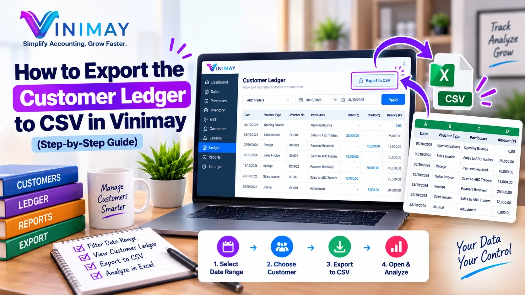 How to Export the Customer Ledger to CSV in Vinimay (Step-by-Step Guide)