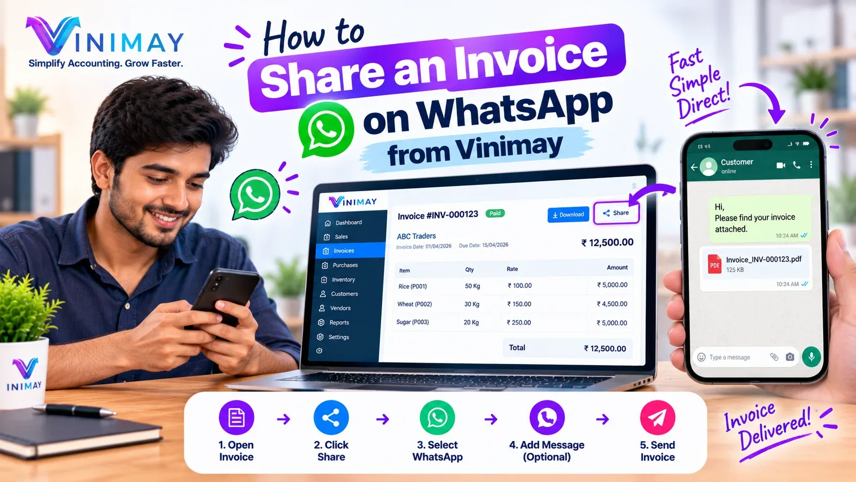 How to Share an Invoice on WhatsApp from Vinimay