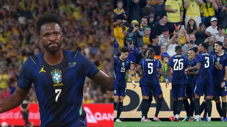 Brasil vence Austrália em amistoso com gols de Vini Jr e Bruno Guimarães
