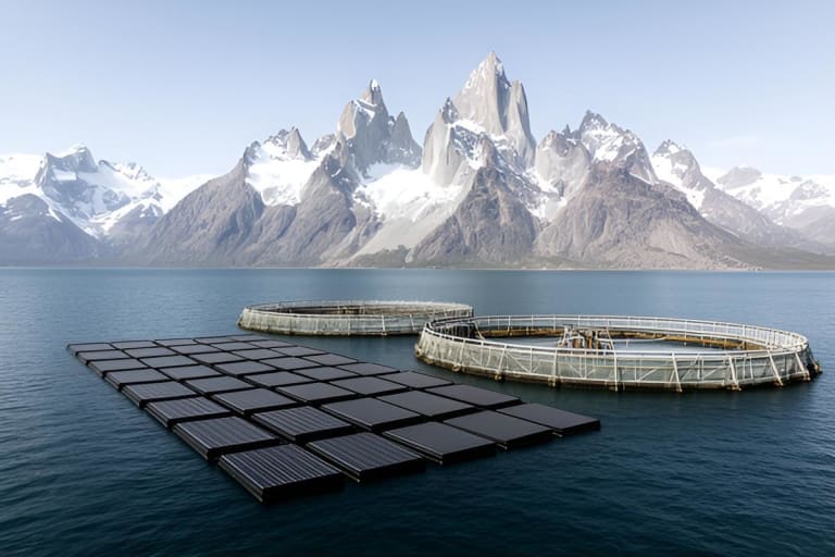 Fazenda de salmão no Chile adota energia solar flutuante para reduzir uso de diesel
