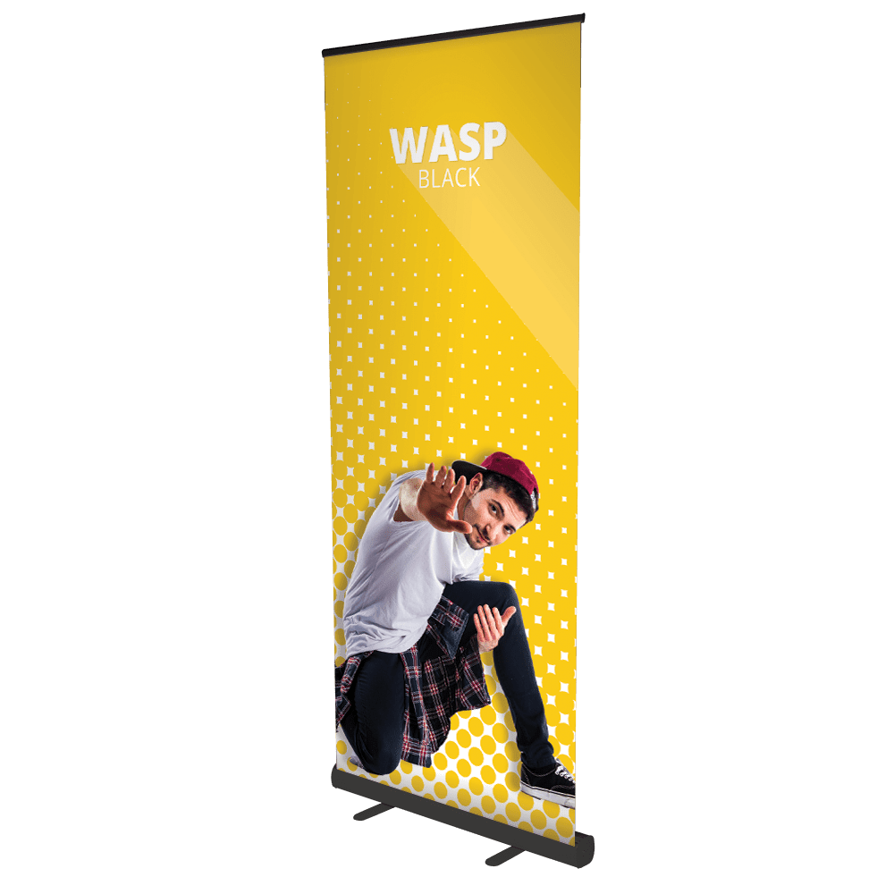 Black Wasp economy roller banner in black finish