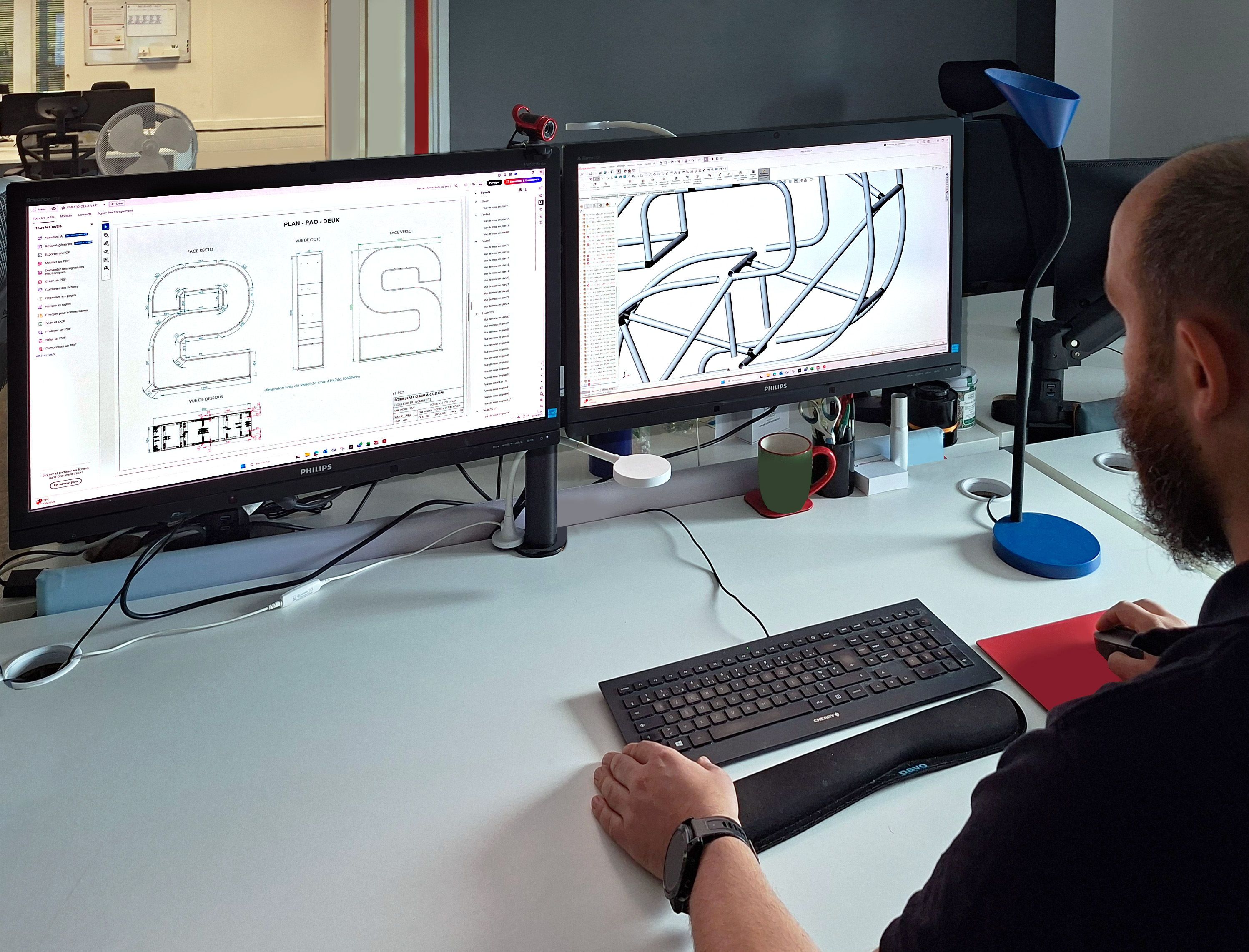 CAD operator developing a display solution