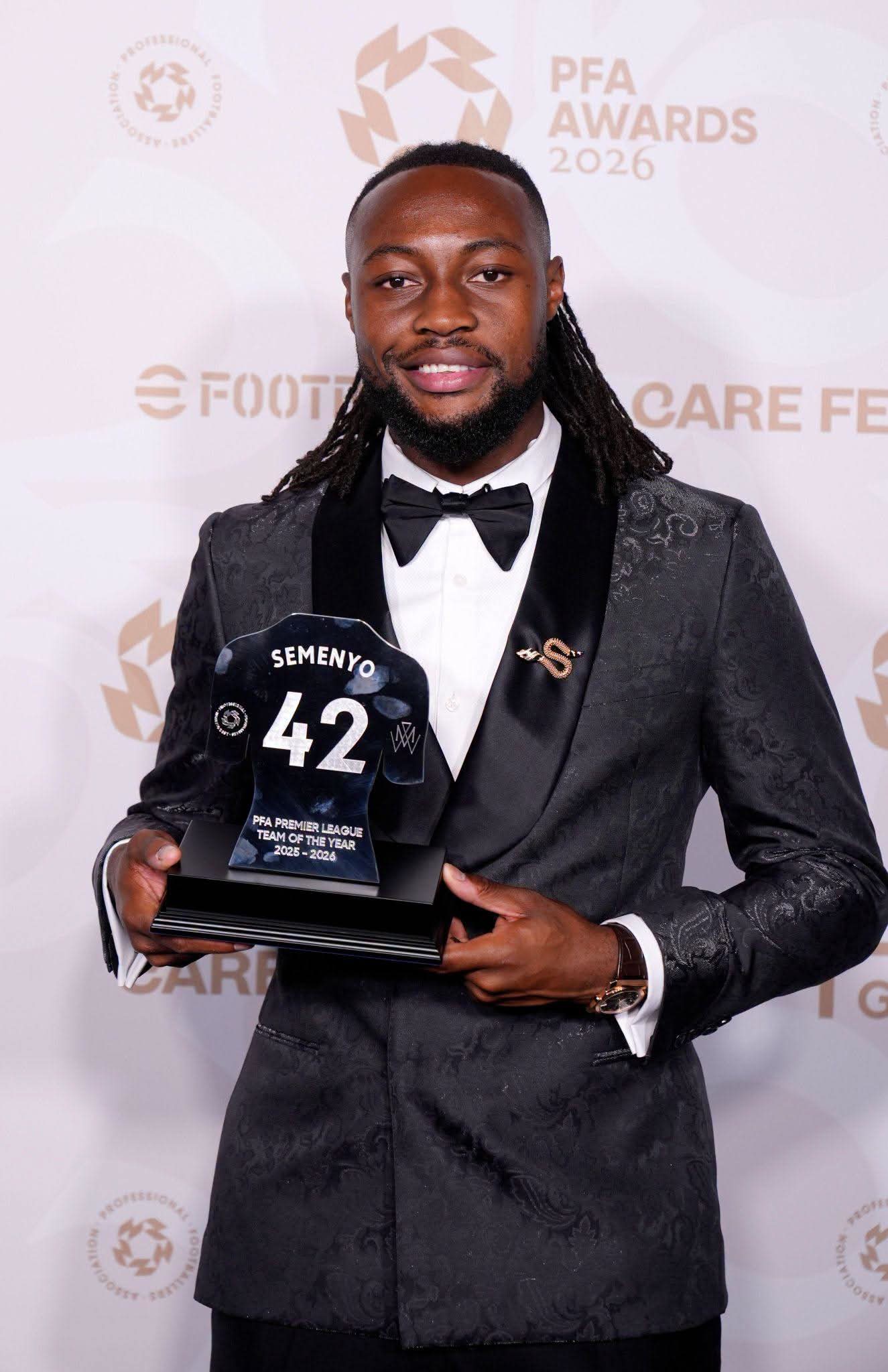 Semenyo with PFA Award plaque
