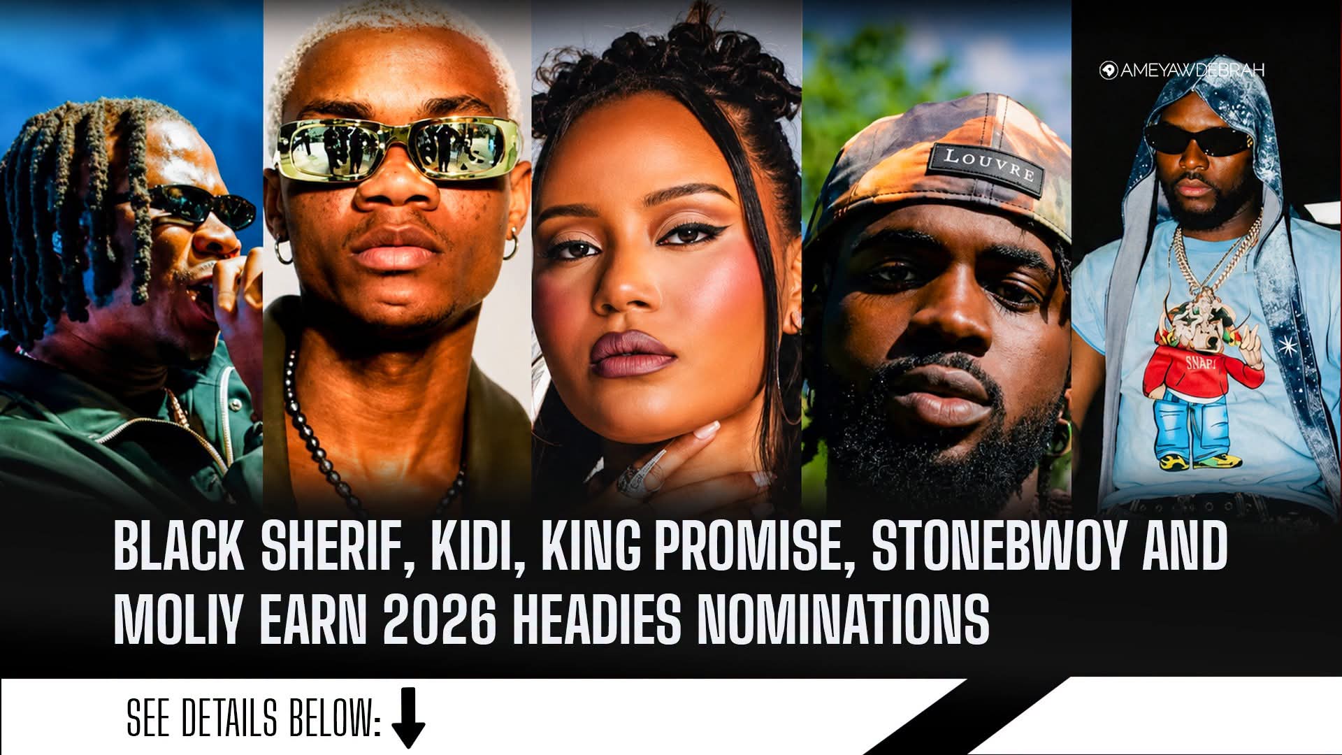 Five Ghanaian Music Stars Nominated for 18th Headies Awards