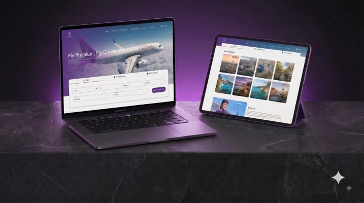 Crown Airlines Website Mockup