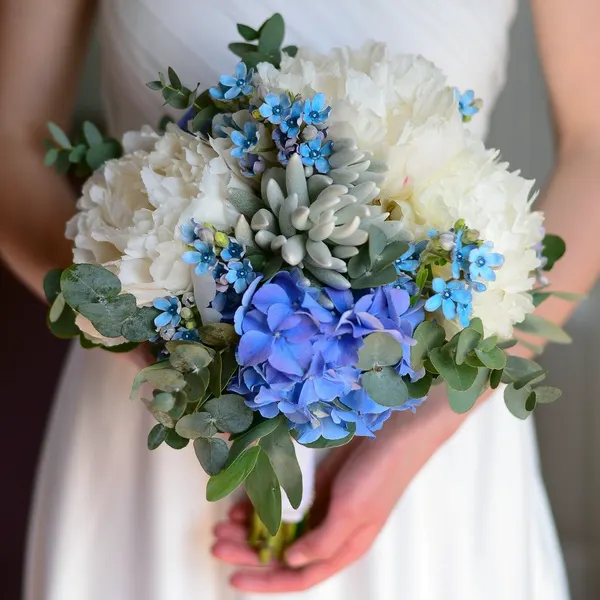 Blue Hydrangea and Peonies - Flower Delivery Bellevue | Florum