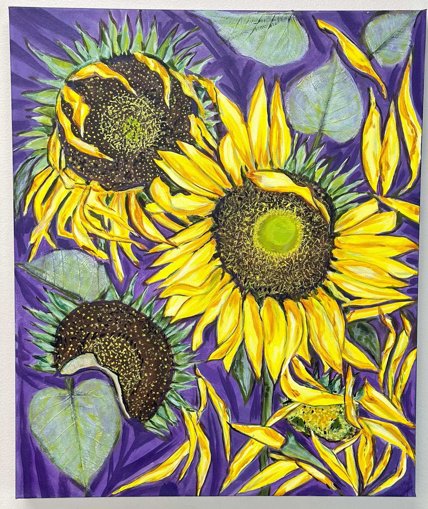 Bright Sunflowers - Original Acrylic Painting - Flower Delivery Bellevue | Florum