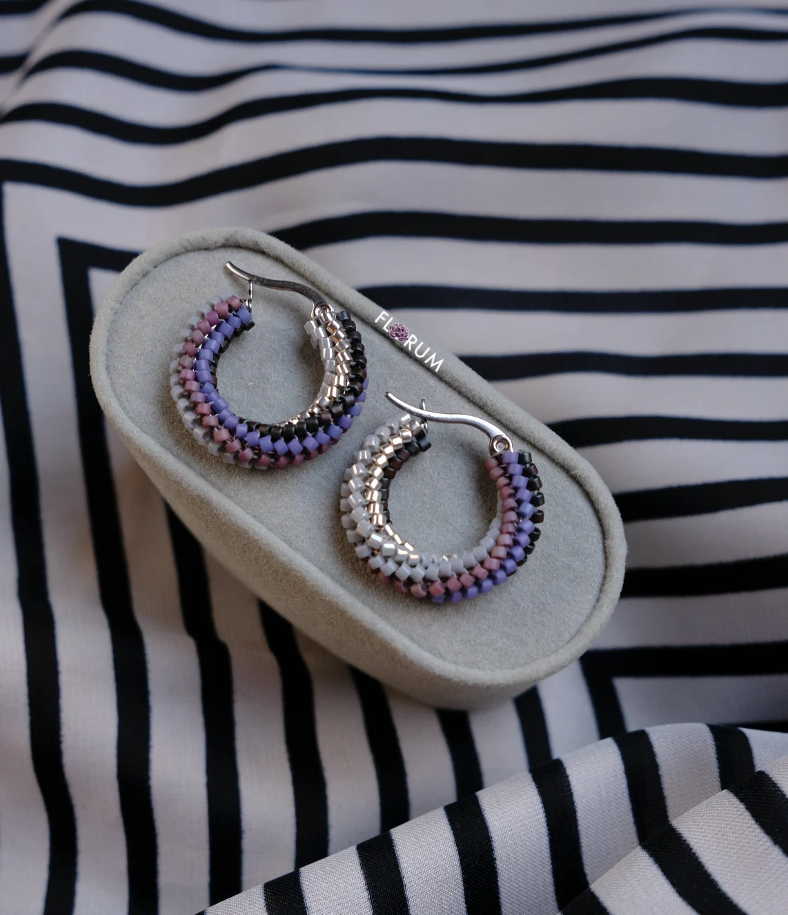 Purple Silver Beaded Earrings - Flower Delivery Bellevue | Florum