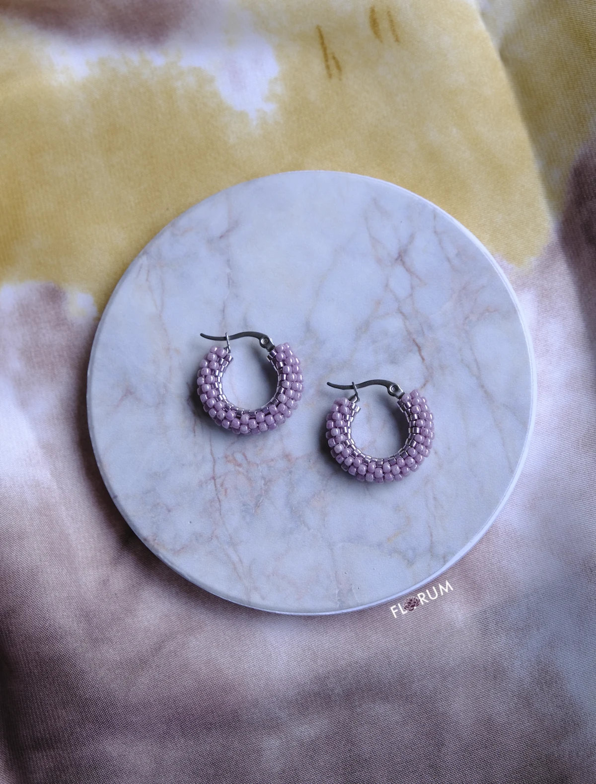 Pink Beaded Hoop Earrings