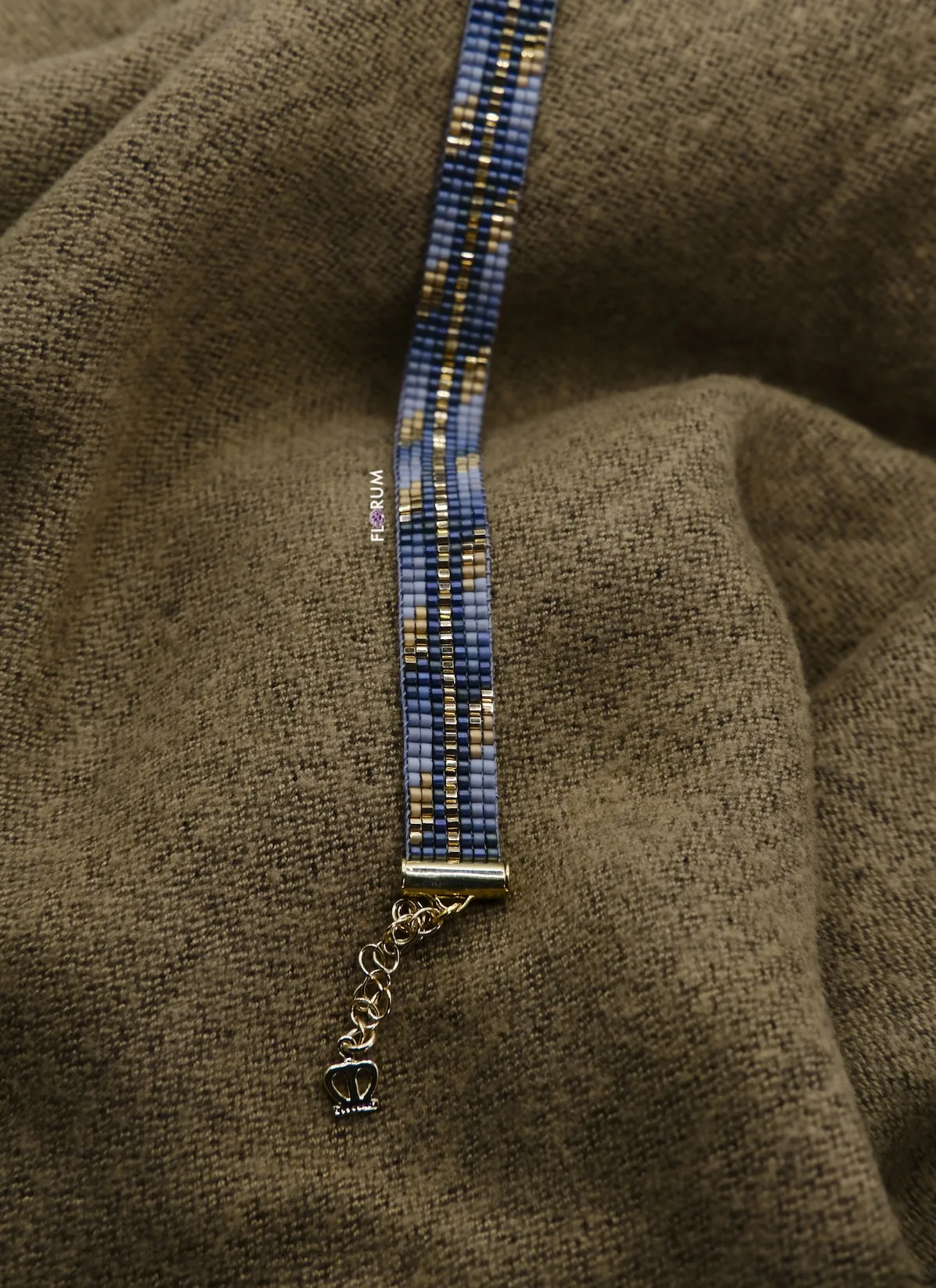 Grey 24k Beaded Loom Bracelet