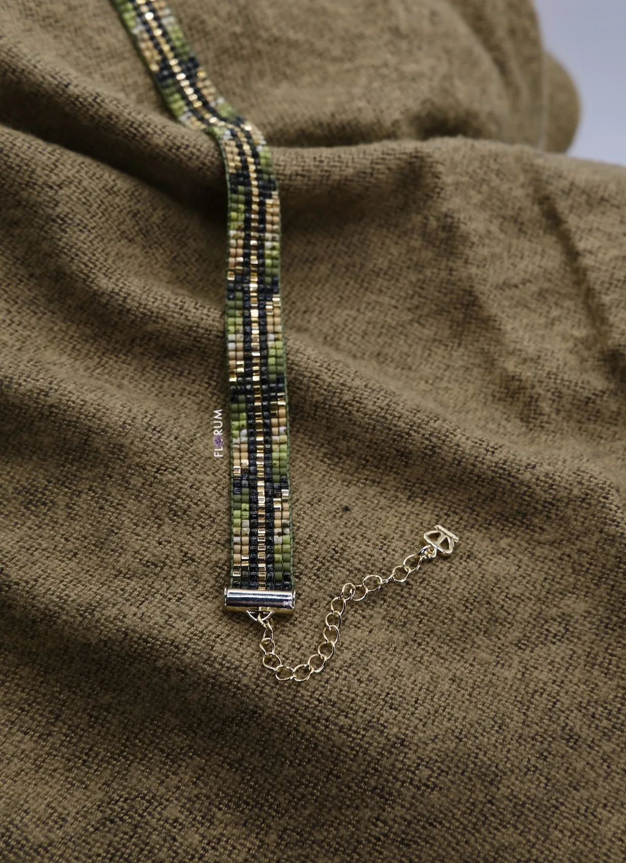 Green 24k Beaded Loom Bracelet