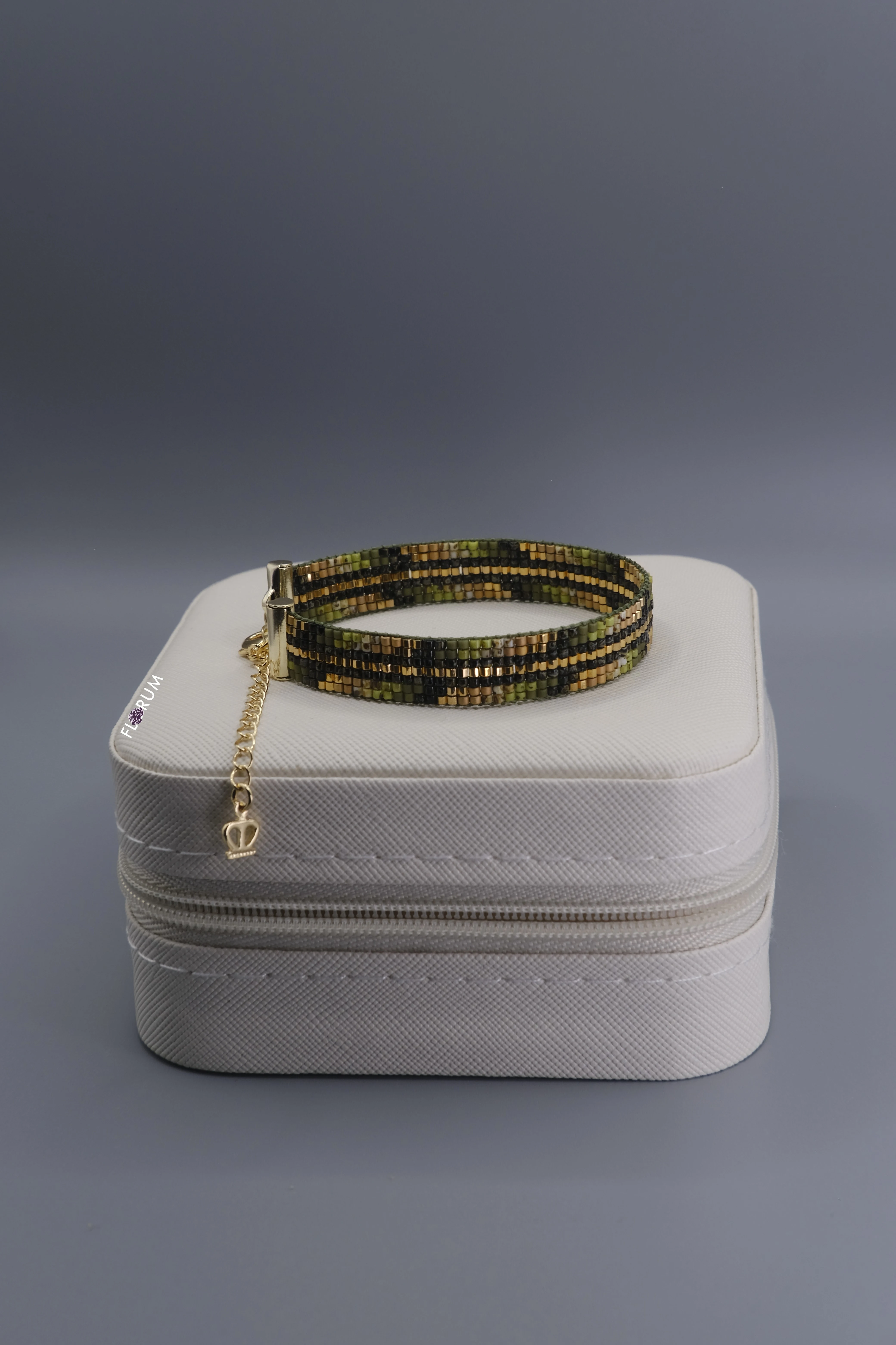 Green 24k Beaded Loom Bracelet