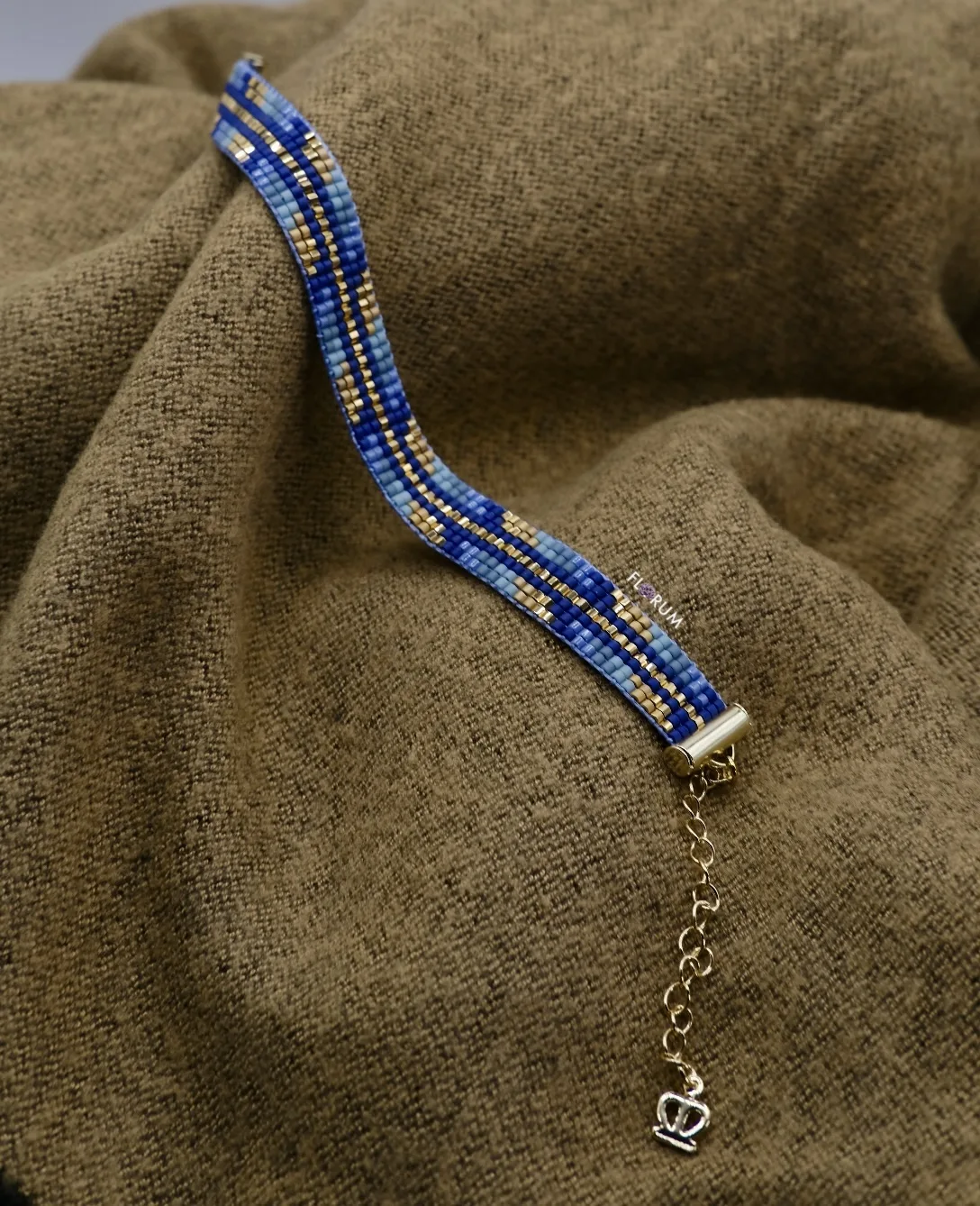 Blue 24k Beaded Loom Bracelet