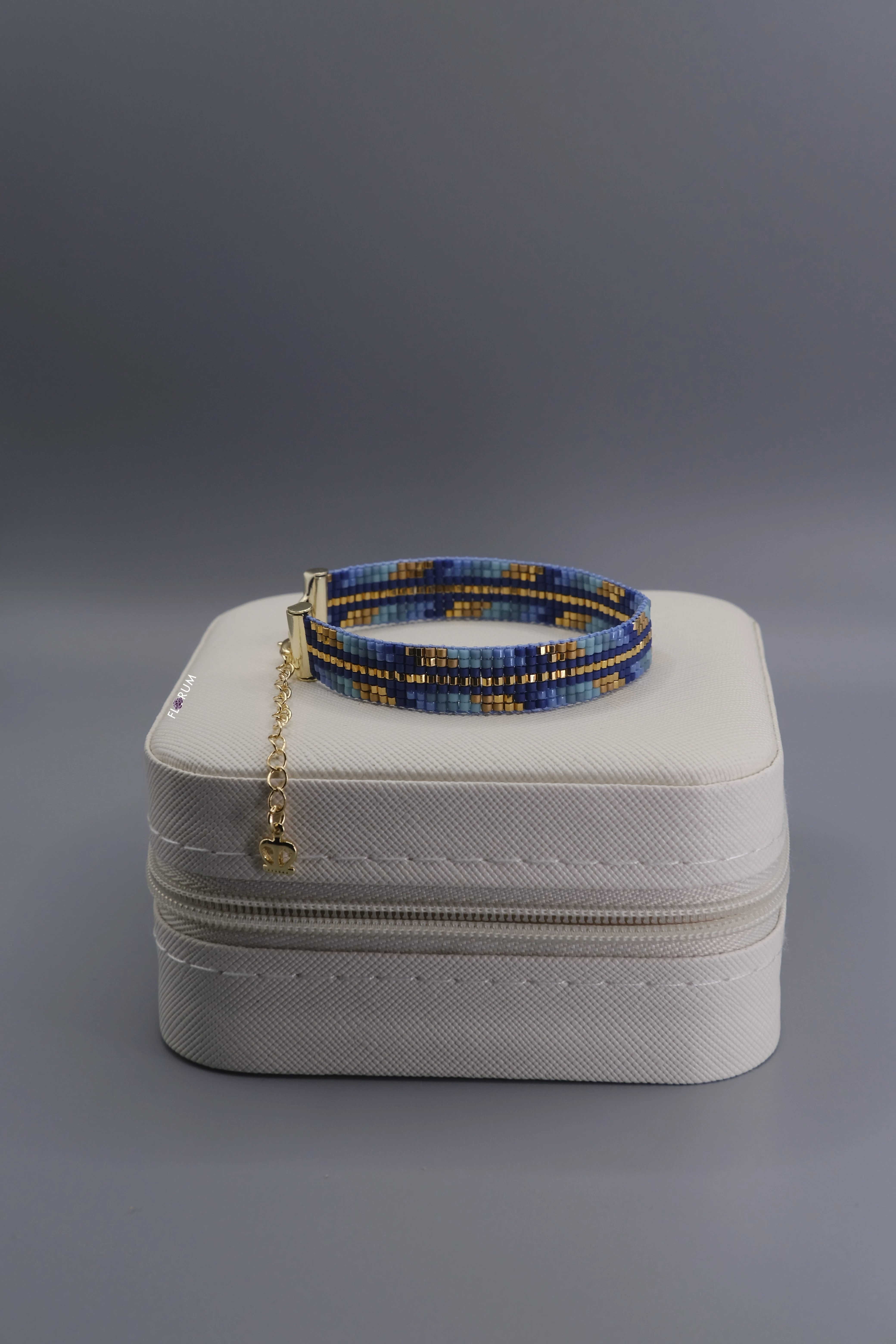 Blue 24k Beaded Loom Bracelet