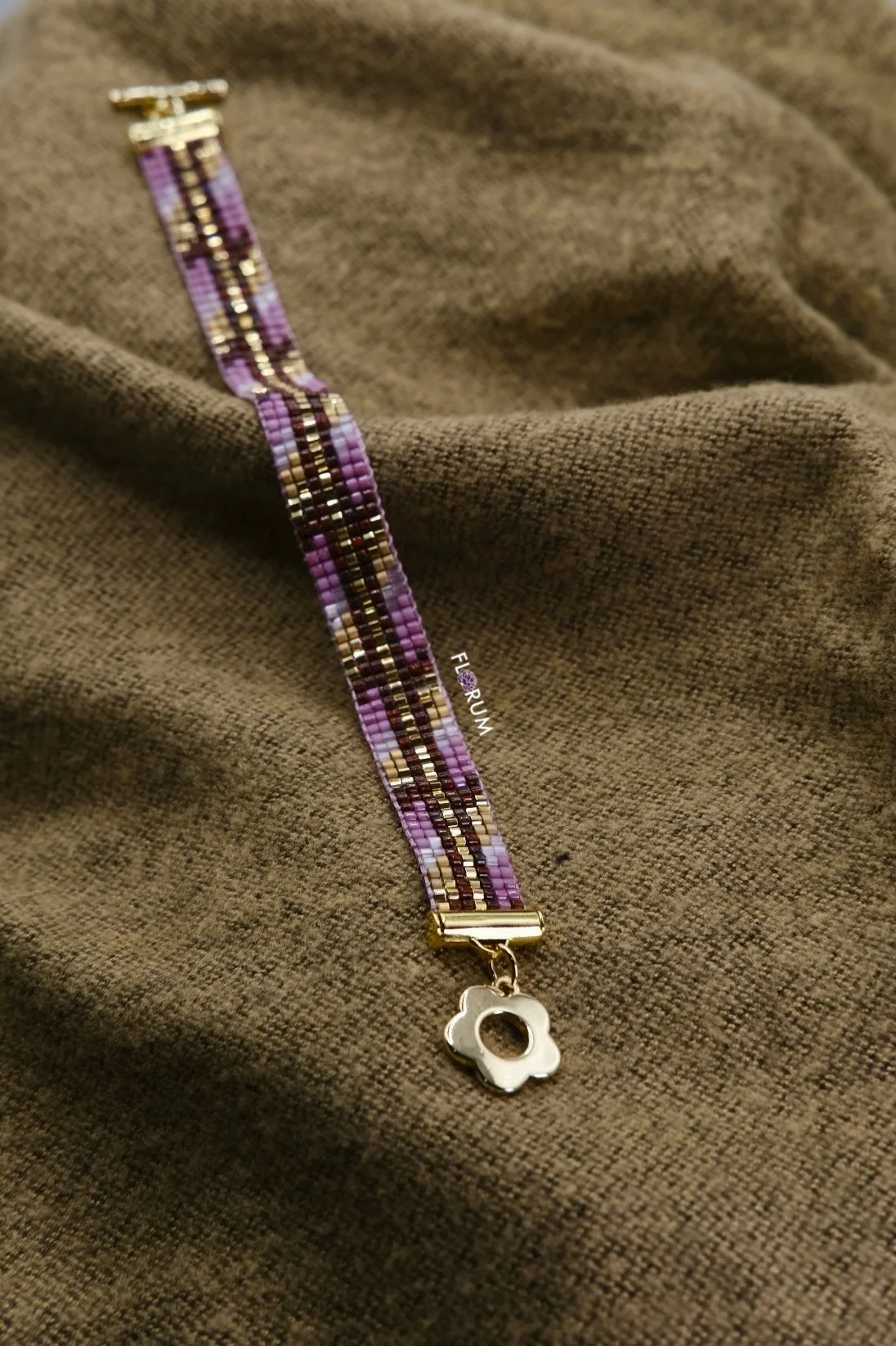 Pink 24k Beaded Loom Bracelet