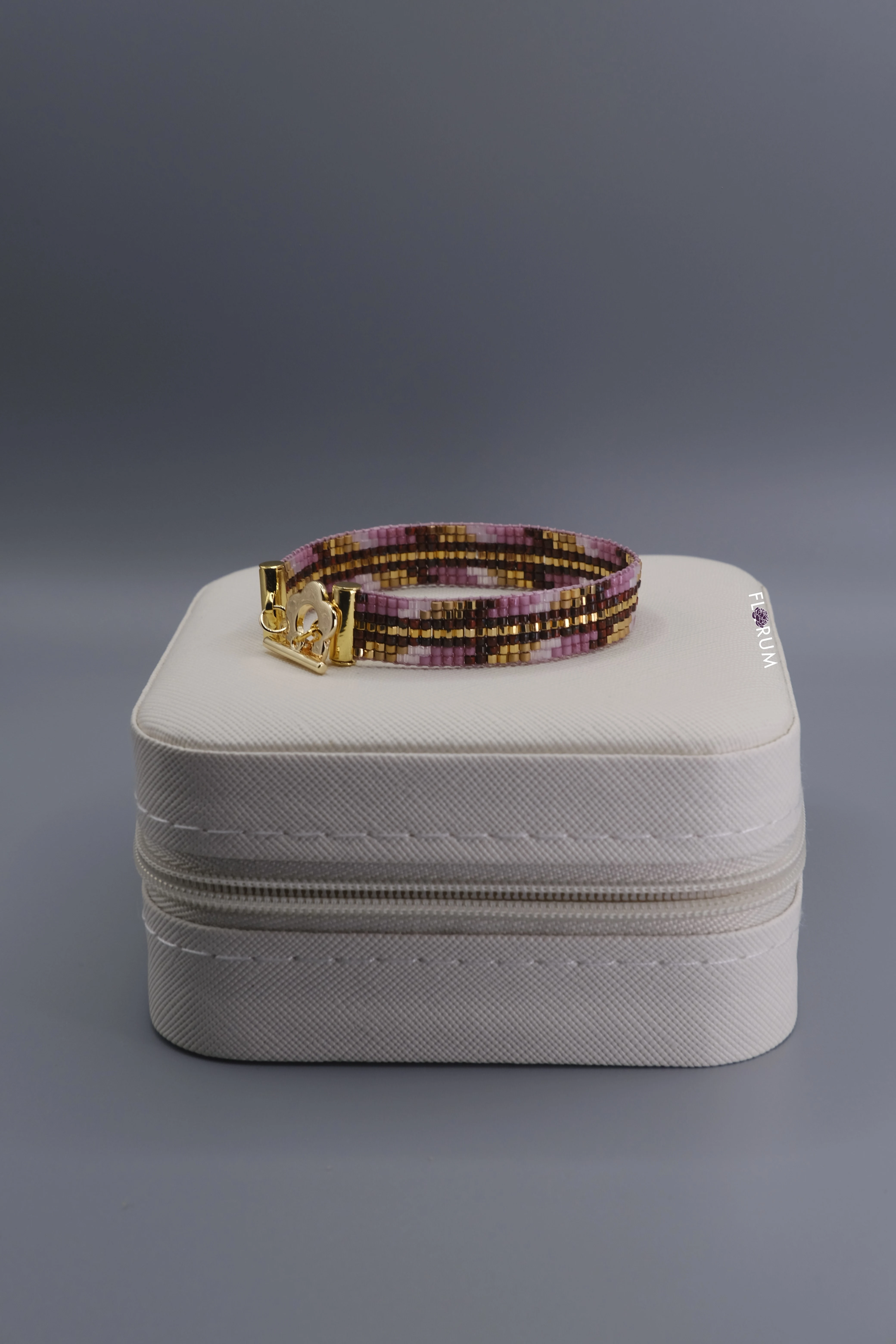 Pink 24k Beaded Loom Bracelet