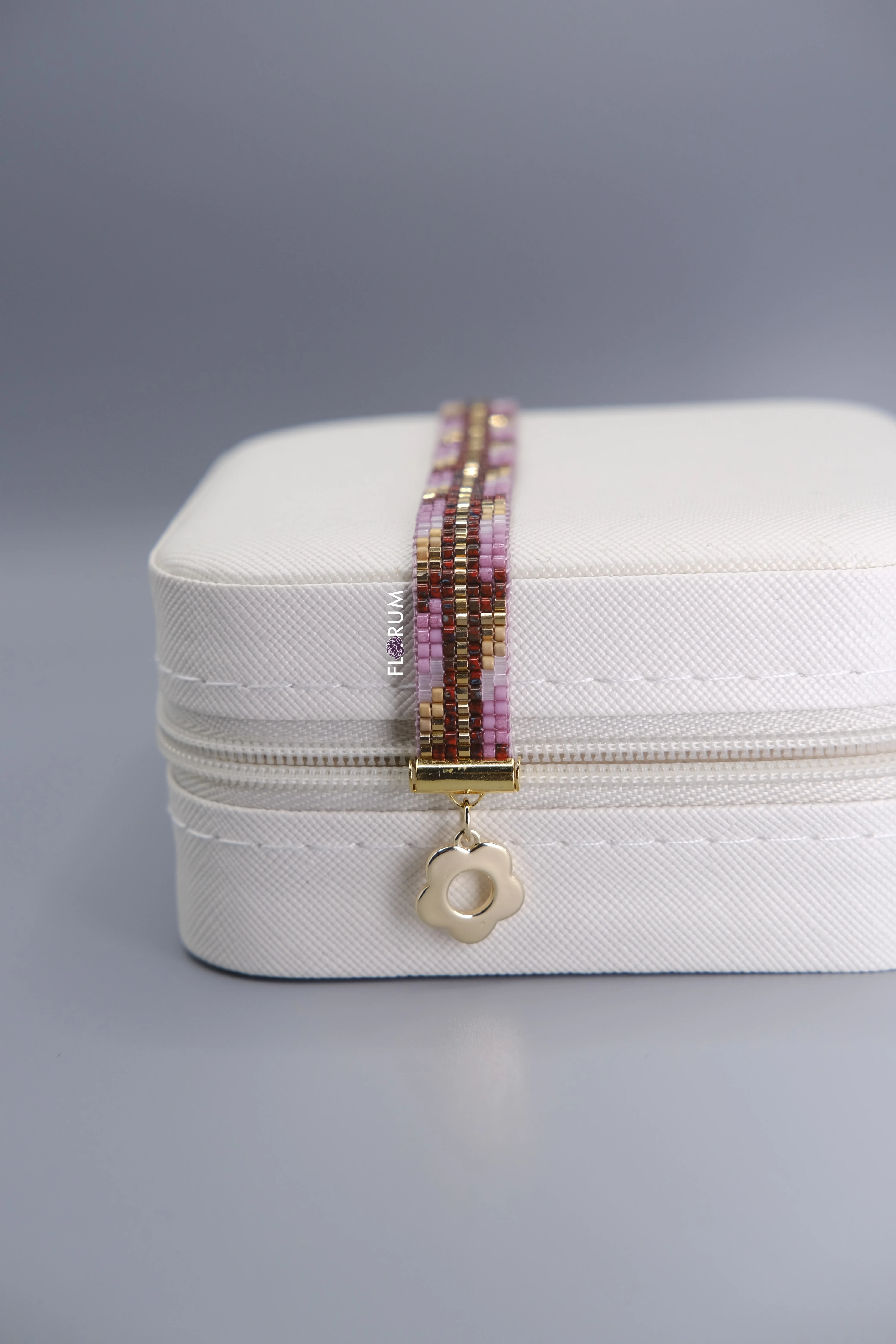 Pink 24k Beaded Loom Bracelet