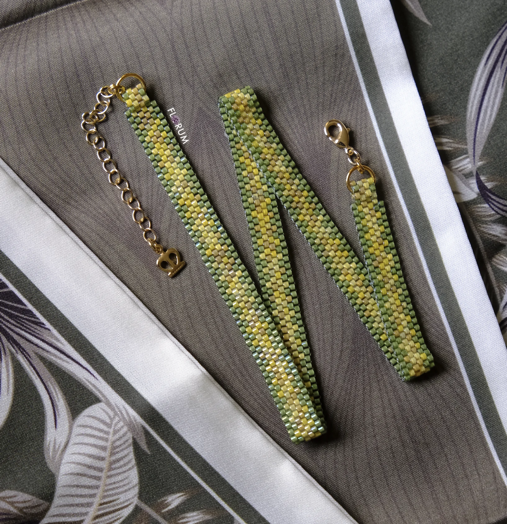 Extra Long Leaf Beaded Bracelet