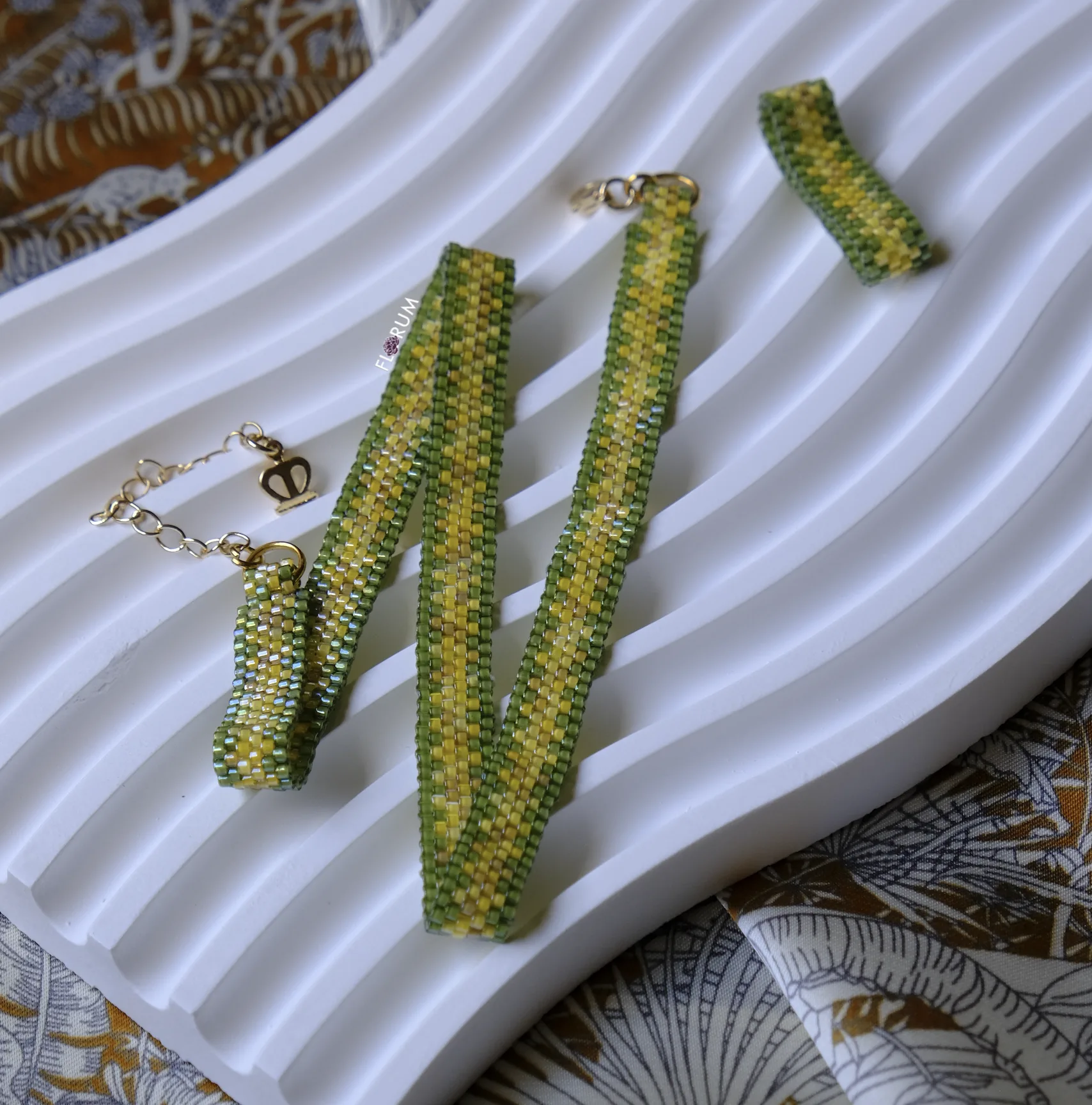 Extra Long Leaf Beaded Bracelet