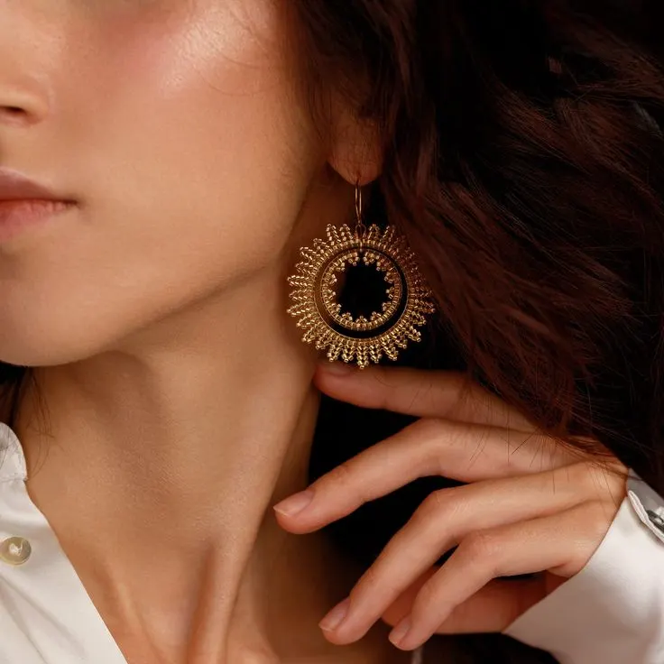 Golden Sun 24k Beaded Earrings