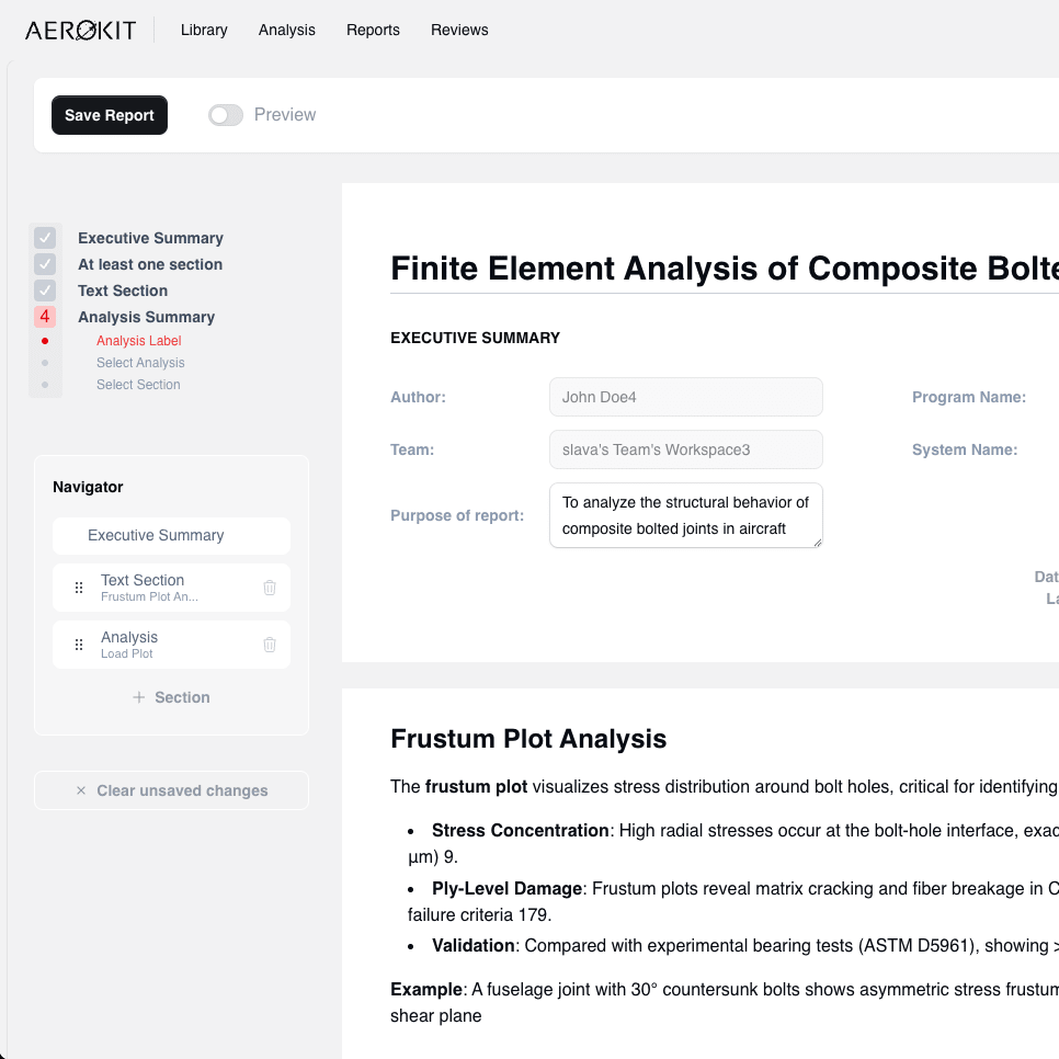 Report page