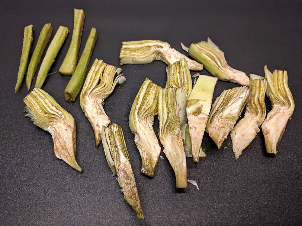 Alcachofas cortadas.
