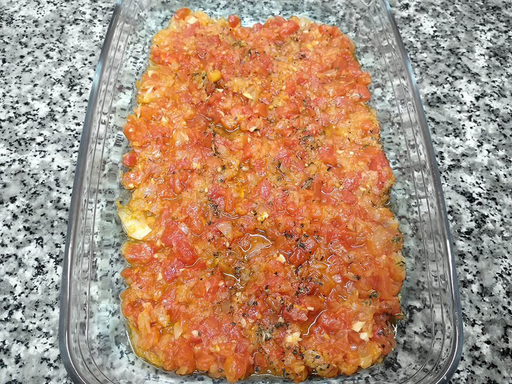 Sofrito de tomate y cebolla.