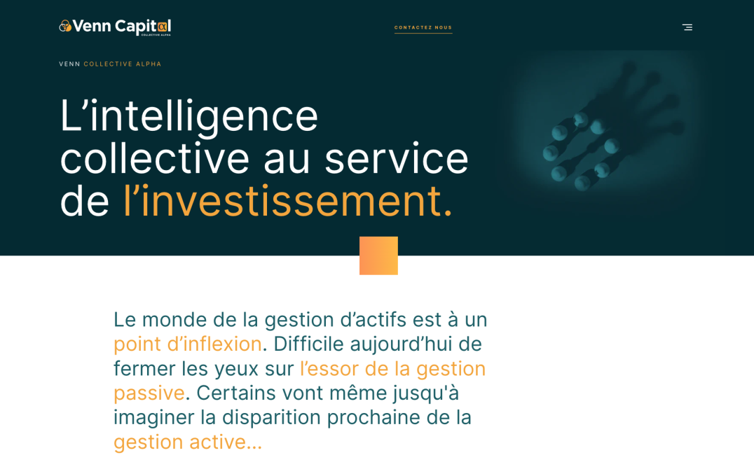Capture d’écran de la page d’accueil du site Venn Capital